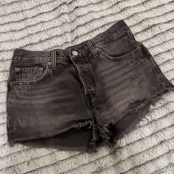 Levi's Pants - Distressed grayish black Levi's 501 jean shorts